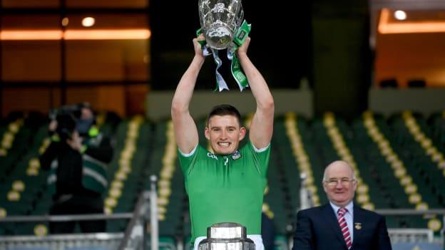 Gearoid Hegarty lifts the Liam MacCarthy Cup after victory over Waterford in the 2020 All-Ireland SHC Final. 