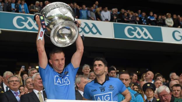 Tipperary's new recruit, Philip Ryan, lifts the Sam Maguire Cup with Dublin in 2015 after their All-Ireland Final victory over Kerry. 