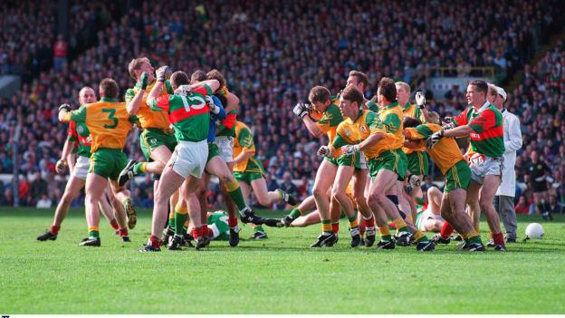The infamous altercation at the start of the 1996 All-Ireland final replay. 