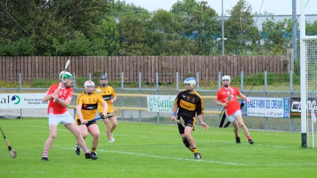 Action from Dungloe's first ever senior hurling championship match against St. Eunan's, Letterkenny. 