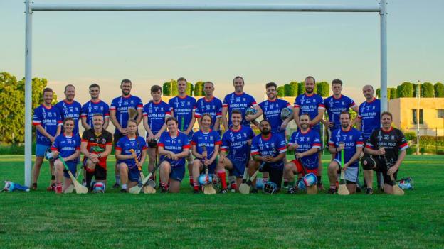 Prague Hibernians hurling and camogie players pictured after a training session. Patrick Ryan is second from the right in the front row. 