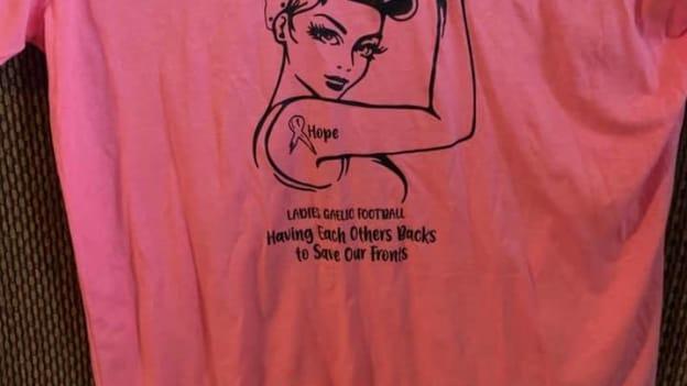 The sale of t-shirts helped raise funds for breast cancer research. 