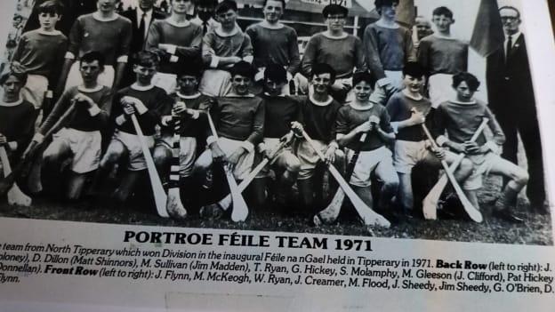 The Portroe team that won the Division 4 Féile na nGael Final in 1971. John Sheedy is sixth from the left in the front row. 