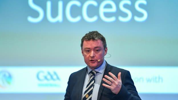 The GAA's Strategy, Insights, and Innovation Manager, Dr. Peter Horgan, pictured speaking at the 2020 GAA Games Development Conference. 