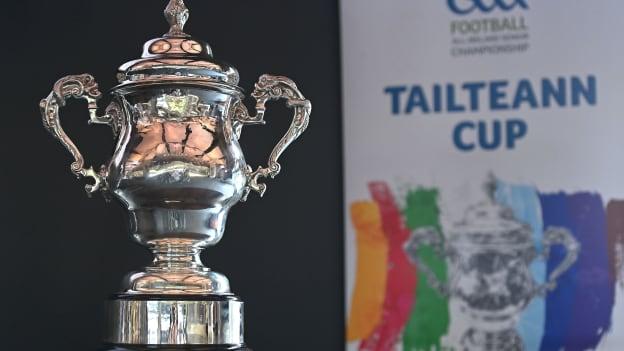 A general view of the trophy during the Tailteann Cup launch at Croke Park in Dublin. 