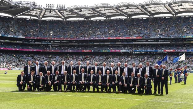 The 1995 & 1997 All-Ireland Senior Hurling Championship winning Clare team before the GAA Hurling All-Ireland Senior Championship Final match between Kilkenny and Limerick at Croke Park in Dublin. 