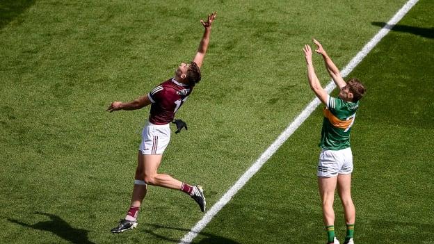 Matthew Tierney, Galway, and Gavin White, Kerry, in All-Ireland SFC Final action at Croke Park.