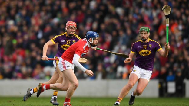 Cormac Murphy of Cork in action against Paul Morris of Wexford during the Allianz Hurling League Division 1A Round 2 match between Cork and Wexford at Páirc Uí Chaoimh in Cork.