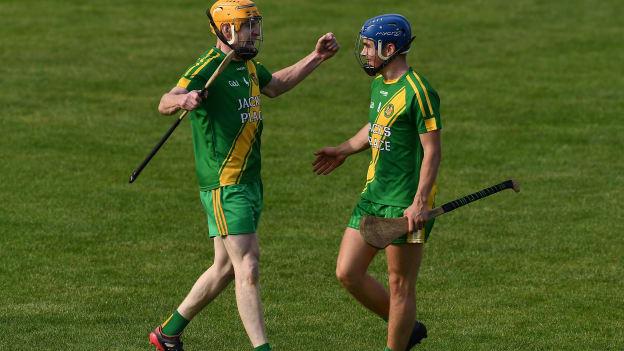 O'Callaghan's Mills duo Gerry and Ciaran Cooney celebrate at Cusack Park.