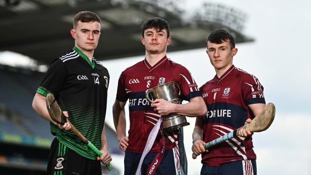 In attendance at the Masita All-Ireland Post Primary Schools Captains Call at Croke Park in Dublin were from left, Liam Garrigan of Colaiste Phadraig Lucan CBS, Ryan Stapleton and Cian O'Carroll of Colaiste na Trocaire Rathkeale. 