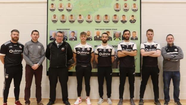 From left, assistant manager Paul Devlin, assistant manager Conleith Gilligan, Seamus O'Hanlon, Jerome Johnston, Conor Laverty, Aidan Branagan, Paul Devlin and Michael Kane.