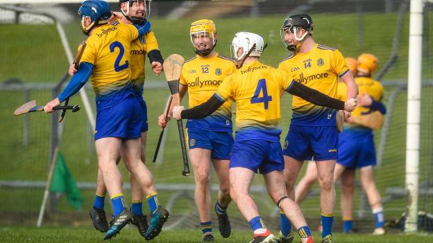 Roscommon players celebrate after their Allianz Hurling League Division 3A Final victory over Armagh. 