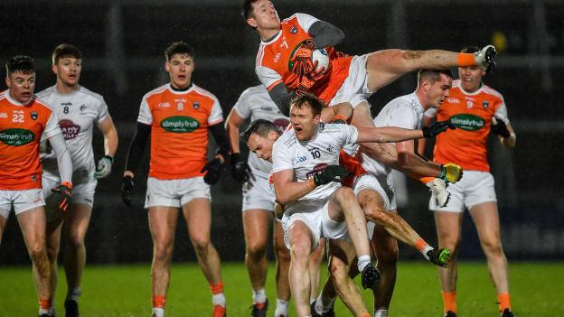 Action from Saturday evening's Allianz Football League Division Two clash between Armagh and Kildare at the Athletic Grounds.