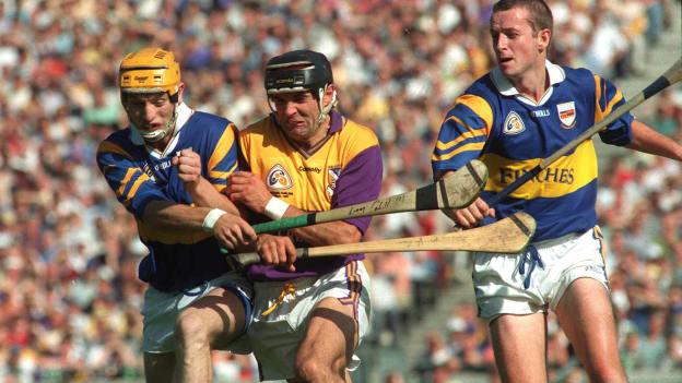 Liam Cahill and John O'Connor collide during the 1997 All Ireland SHC Semi-Final at Croke Park.