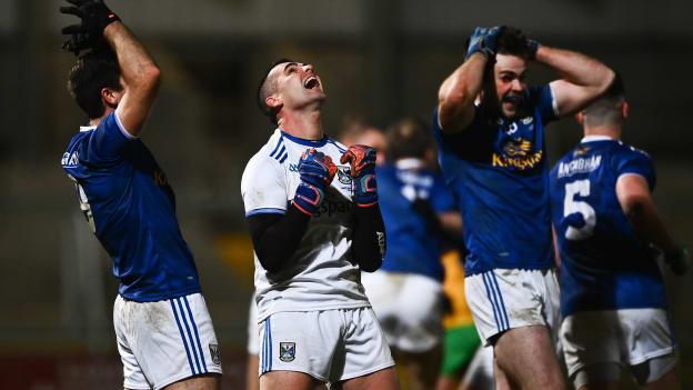 Thomas Galligan (right) and team-mates celebrate after Cavan's win over Donegal in the Ulster SFC Final. 