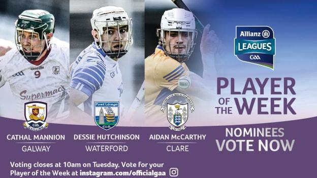 Cathal Mannion, Dessie Hutchinson, and Aidan McCarthy are this week's nominees for GAA.ie Hurler of the Week. 