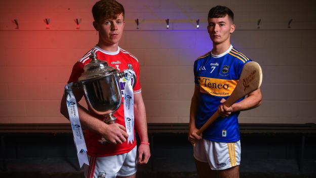 Cork captain, James Keating, and Tipperary captain, Craig Morgan, pictured ahead of the Bord Gais Energy All Ireland Under 20 Hurling Final.