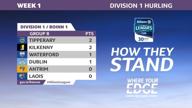 The Allianz Hurling League Division 1 Group B table. 