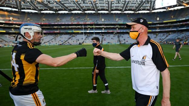 Brian Cody congratulates TJ Reid after yesterday's Leinster SHC win at Croke Park. 