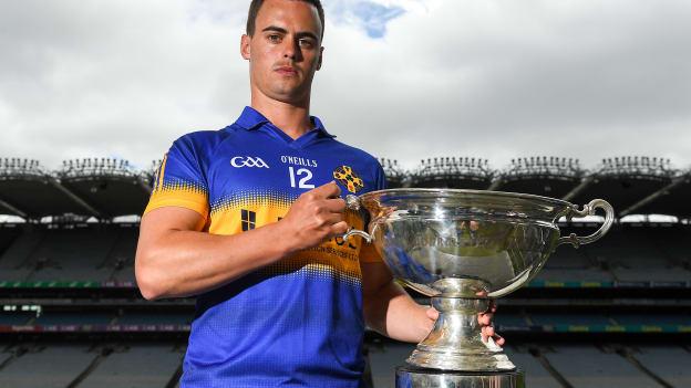 Lancashire's Ronan Crowley pictured with the Lory Meagher Cup.