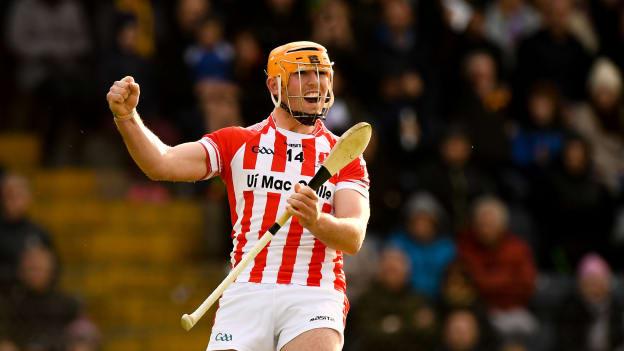 Declan Dalton celebrates after scoring a goal for Imokilly in the 2019 Cork Senior Hurling Champonship Final against Glen Rovers at Páirc Uí Rinn.