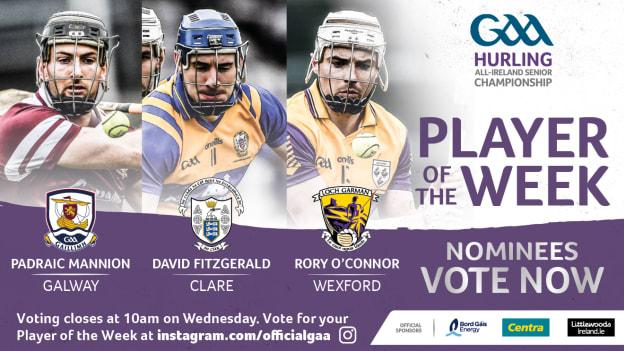 Padraic Mannion, David Fitzgerald, and Rory O'Connor are this week's nominees for GAA.ie Hurler of the Week. 
