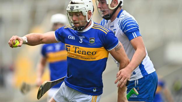 Padraic Maher of Tipperary in action against Shane Bannett of Waterford during the GAA Hurling All-Ireland Senior Championship Quarter-Final match between Tipperary and Waterford at Pairc Ui Chaoimh in Cork. 