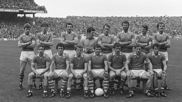 The Kerry football team pictured before the 1982 All-Ireland Football Final when their own five-in-a-row aspirations were ended by Offaly. Mikey Sheehy is pictured on the far right of the front row. 