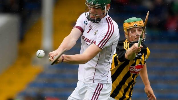 Paddy Rabbitte of Galway in action against Ciarán Brennan of Kilkenny during the Electric Ireland GAA Hurling All-Ireland Minor Championship match between Galway and Kilkenny. 