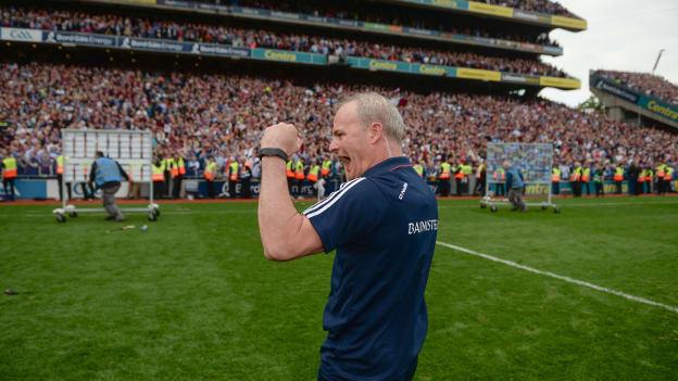 Micheal Donoghue celebrates following the 2017 All Ireland SHC Final win against Waterford.