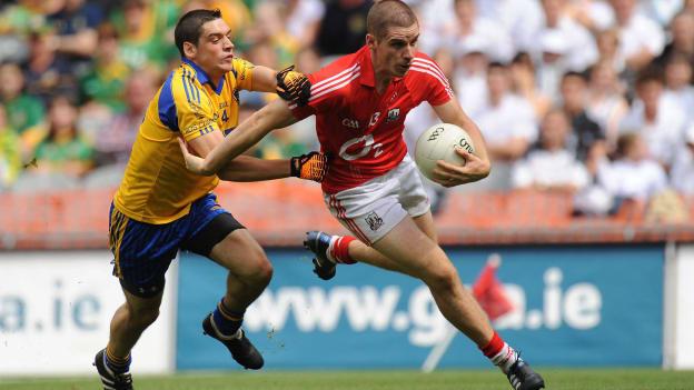 Daniel Goulding, Cork, and Stephen Ormsby, Roscommon, during the 2010 All Ireland SFC Quarter-Final at Croke Park.