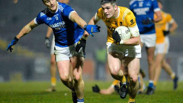 Francis Hughes of Clontibret in action against Leo McLoone of Naomh Conaill during the AIB Ulster GAA Football Senior Club Championship Semi-Final match between Clontibret and Naomh Conaill at Healy Park in Omagh. 