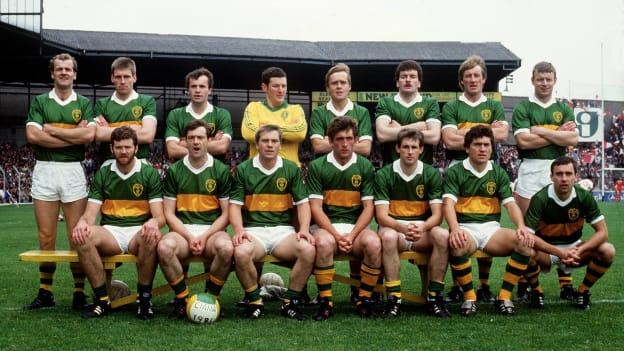 The Kerry team pictured before the 1986 All-Ireland Football Final against Tyrone, with Ogie Moran in the front row, far right.