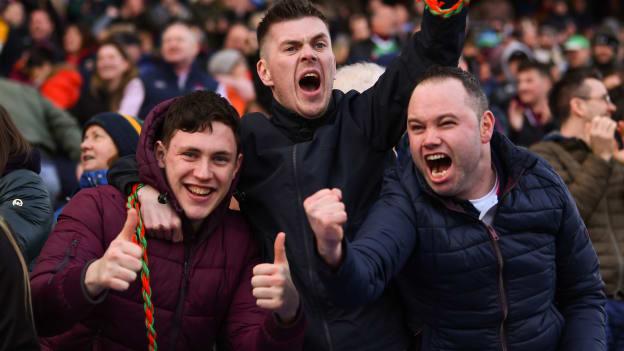 Mayo supporters celebrate after watching their team defeat Kerry in the Allianz Football League Division 1 Final. 