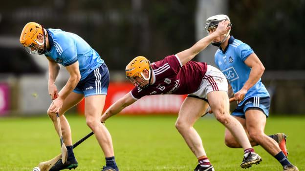 Cian O'Callaghan, Dublin, and Davy Glennon, in Walsh Cup Semi-Final action at Parnell Park.