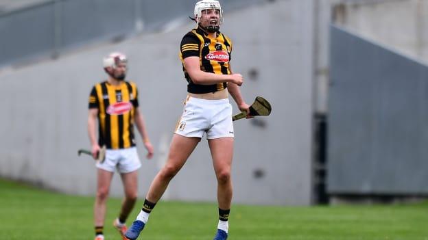 Joe Fitzpatrick of Kilkenny celebrates after his match-winning point, in the extra-time, during the oneills.com Leinster GAA Hurling Under 20 Championship Semi-Final match between Kilkenny and Galway at O'Connor Park. 