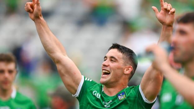 Seán Finn celebrates following Limerick's All-Ireland SHC Final win over Kilkenny in July at Croke Park.