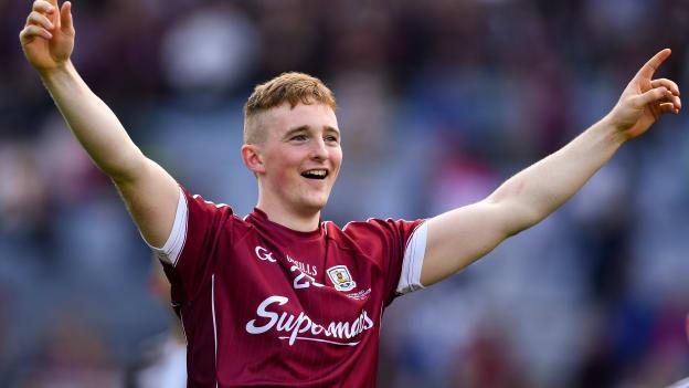 Thomas Monaghan celebrates after Galway's All Ireland win in 2017.