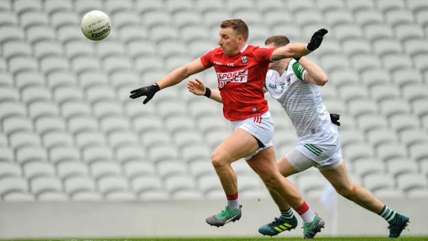 Brian Hurley, Cork, and Brian Fanning, Limerick, in All Ireland SFC Round Two action at Páirc Uí Chaoimh.