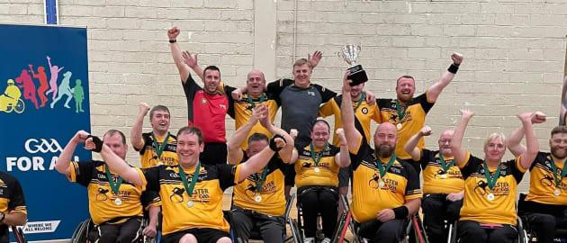 Ulster celebrate after winning the Wheelchair Hurling/Camogie League in September. 
