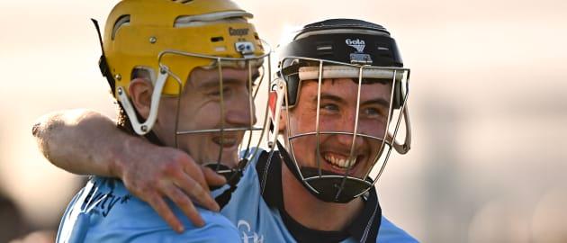 Seán Gallagher, right, and Daire Gray of Dublin after their side's victory in the Allianz Hurling League Division 1 Group B match between Antrim and Dublin at Corrigan Park in Belfast. Photo by Ramsey Cardy/Sportsfile