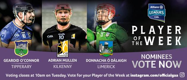 Tipperary's Gearoid O'Connor, Kilkenny's Adrian Mullen, and Limerick's Donnacha Ó Dálaigh are this week's GAA.ie Hurler of the Week nominees. 