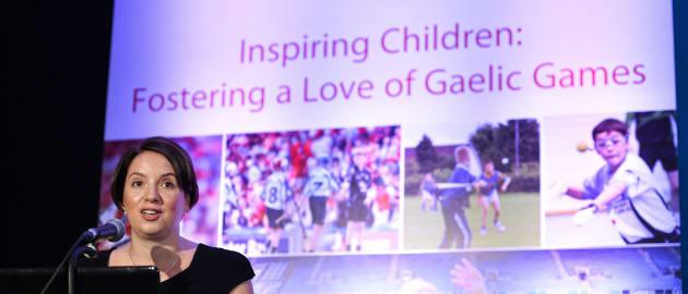 Valerie Kennelly, an Optometrist who is a world leading authority on sports vision, pictured speaking during the 2014 GAA Coaching Development Conference. 