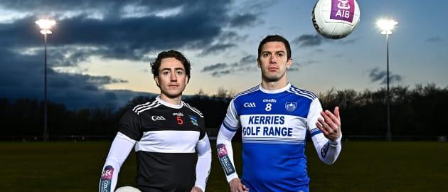 Cian Sheehan of Newcastle West, left, and David Moran of Kerins O’Rahilly’s pictured ahead of the 2022 AIB Munster GAA Football Senior Club Championship Final.