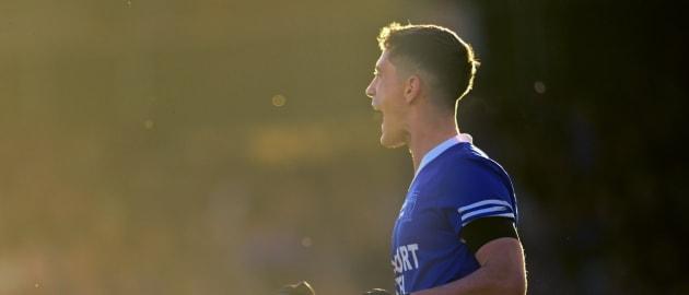 Naomh Conaill's Ethan O'Donnell celebrates at MacCumhaill Park. Photo by Ramsey Cardy/Sportsfile