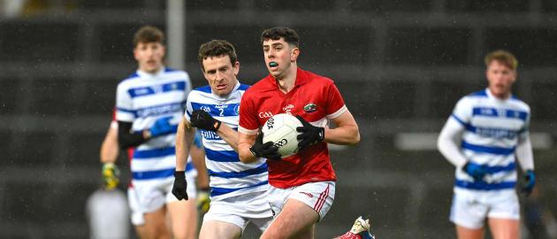 Dylan Geaney, Dingle, and Johnny O'Regan, Castlehaven, in AIB Munster Club SFC Final action at TUS Gaelic Grounds.  Photo by Brendan Moran/Sportsfile