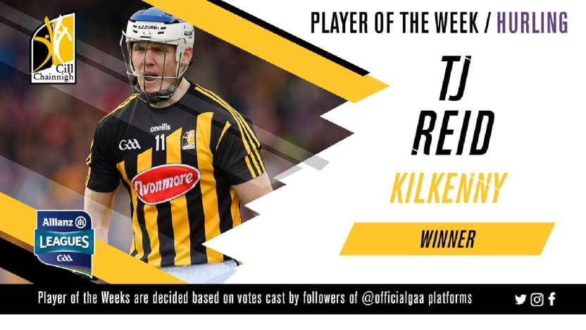 TJ Reid voted GAA.ie Hurler of the Week