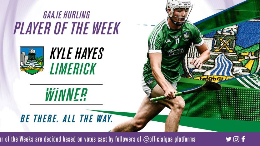 Kyle Hayes voted GAA.ie Hurler of the Week