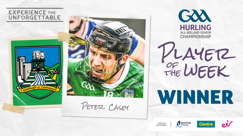 Peter Casey voted GAA.ie Hurler of the Week