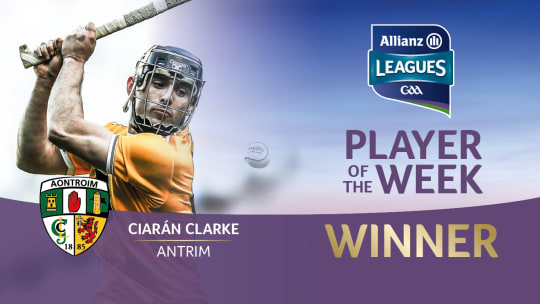 Ciarán Clarke voted GAA.ie Hurler of the Week